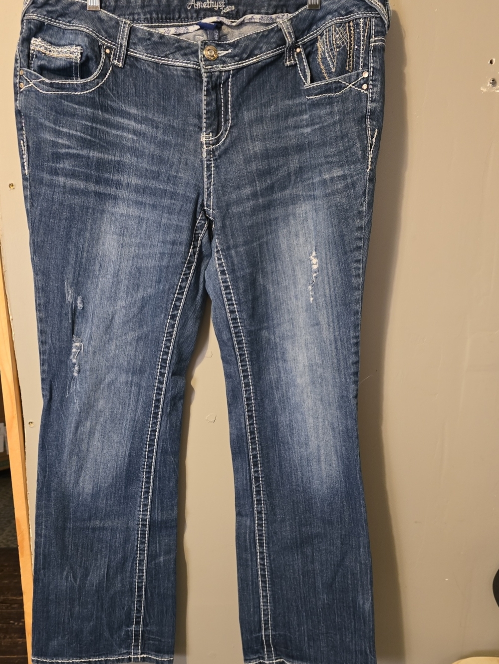 Amethyst Jeans Women's Dark Blue Bootcut with Subtle Distressing